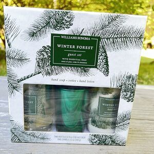 Williams Sonoma Winter Forest Guest Set Candle Hand Soap & Lotion 8oz